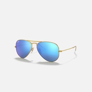 Ray-Ban aviator flash sunglasses- gold frame with blue lenses- unisex